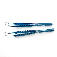 Titanium Capsulorhexis Forceps Tweezers Angle/Curved Ophthalmic  Forceps Instruments With Cross Action Handle