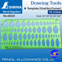 Shinwa แผ่นเขียนแบบวงรี - Template [Oval] No.66020