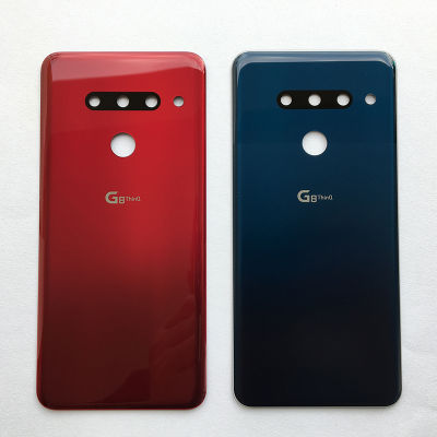 สำหรับ LG G8 ThinQ ฝาหลังหุ้มกระจกฝาหลังปิดโทรศัพท์หลัง3รูพร้อมที่จับกล้องรูปตัวยูและลายนิ้วมือ