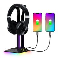 〖Undine earphone〗ขาตั้งหูฟังสำหรับเล่นเกม RGB พร้อมพอร์ต USB Type C แบบคู่ RGB Strip Light Desk Gaming Headset Holder ที่วางหูฟังตั้งโต๊ะขาตั้งจอแสดงผล