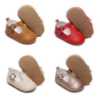 Baby Girl Princess Shoes Mary Jane Flats Cutout PU Prewalker Walking Non-slip Soft Sole Rubber Crib Shoes Toddler First Walker