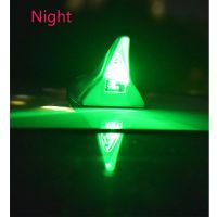 【CC】 Solar-powered Fin Antenna Safety Warning Car Roof Tail Modification Decoration Lights Styling