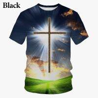 2022 ใหม่ Christian Cross พระเยซูพิมพ์ 3D T เสื้อฤดูร้อน Unisex ลำลองรอบคอแขนสั้นเสื้อยืด