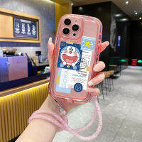 เคส C30S รูปโดราเอมอนน่ารักสำหรับ Realme C33 C35 C20 C15 C12 C25 C11 5i Realme5 6i 5วินาทีเคสสายคาดที่คล้องโซ่ป้องกันการตก