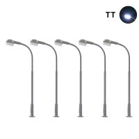 LDTT 5pcs Model Railway Lamps Stainless Steel Post Street Lights TT Scale 1:120 LED 3V with Shade Warm White Bright White