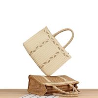 Ready Stock?? A small straw woven briefcase tote large-capacity hand-carried messenger bag simple pattern woven bag