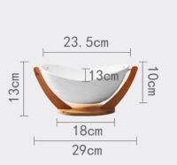 Fruit Bowl Ceramic Bowl Ho Vegetable Bowl Bamboo Stand Kitchen Desktop Art Design Storage Tray