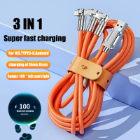 ⚡【สต๊อกพร้อม】จัดส่งฟรี + ปลาคอด⚡3in1 SuperCharge USB สายเคเบิ้ล Type C สำหรับ Huawei 8พินไมโครยูเอสบี USB ชนิด C สายลวดข้อมูลชาร์จเร็วสำหรับ iPhone ซัมซุงฮัวเหว่ยเสี่ยวหมี่