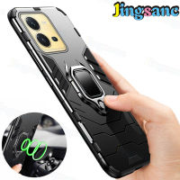 Jingsanc เคสกันกระแทกสำหรับ VIVO V25 5G/V25e พร้อมที่ยึดในรถยนต์แบบแม่เหล็กหมุนได้360องศา Hard PC + กรอบซิลิโคนอ่อนนุ่มป้องกันฝาหลัง Reno8 5G