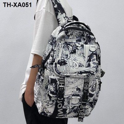 male 2023 new personality graffiti junior high school student bag travel college backpack computer