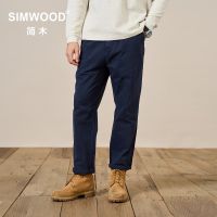 SIMWOOD 2023ฤดูใบไม้ผลิใหม่สีสาดข้อเท้ายาวหลวมตรงกางเกงผู้ชาย Drawstring Casual Plus ขนาดกางเกง