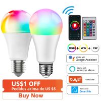 15W 18W Tuya Wifi Smart Light Bulb E27 RGB+White LED Lamp Dimmable Magic Bulb With Smart APP Voice Control For Google Home,Alexa