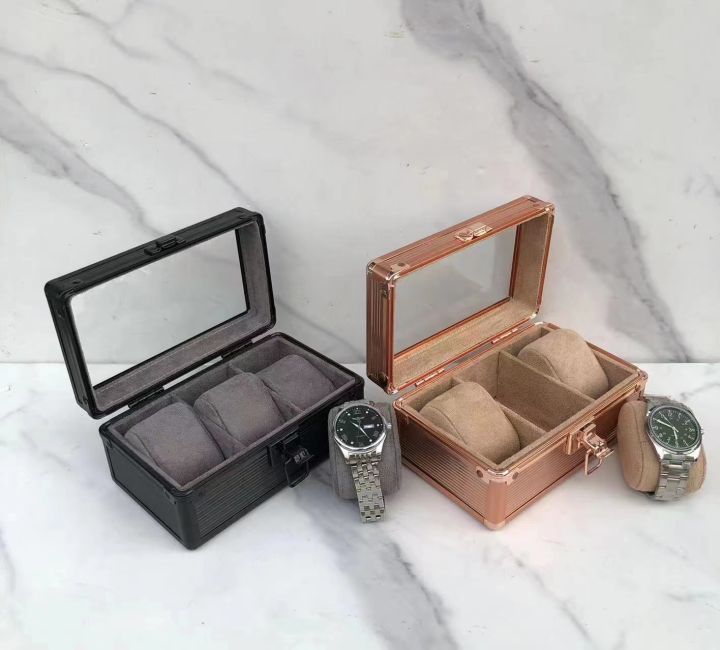 พร้อมส่ง-กล่องนาฬิกา-3-เรือน-aluminium-watch-box-กล่องเหล็กเกรดพรีเมี่ยม-กล่องเก็บนาฬิกาข้อมืออลูมิเนียม-กล่องใส่นาฬิกา-กล่องของขวัญ