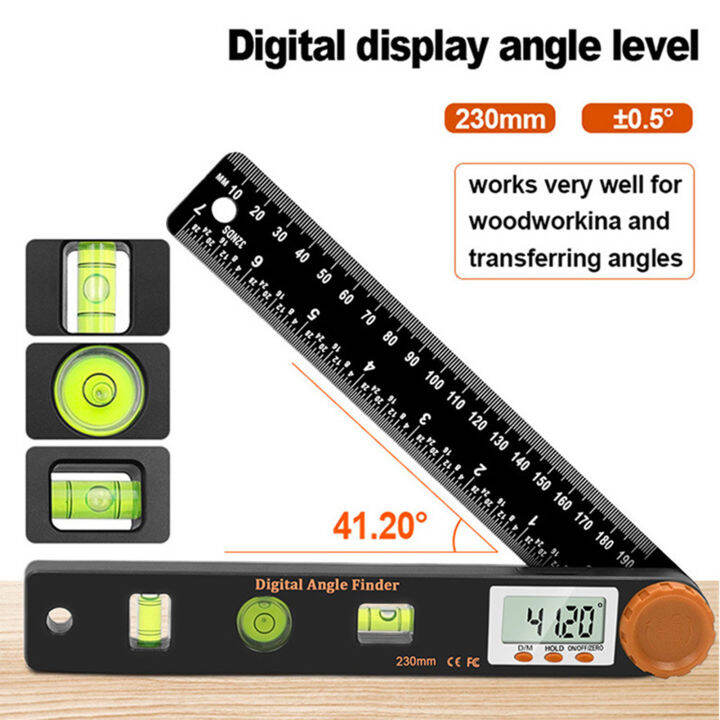 farfi-เครื่องวัดระดับจอแสดงผล-lcd-ความแม่นยำสูง-เครื่องวัดระดับมุมดิจิตอล4-in-1อุปกรณ์ในครัวเรือนระดับดิจิตอลที่มีประโยชน์