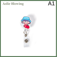 Aolie ที่ใส่บัตรประชาชนพับเก็บได้ลายการ์ตูนสุดสร้างสรรค์น่ารักหัวเข็มขัดง่ายต่อการดึง360ที่ครอบการ์ดแบบหมุนได้สไตล์อินสแตนซ์หัวเข็มขัดยืดหดได้