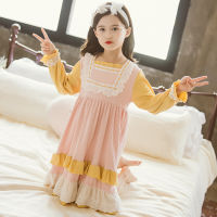 Lolita Girls Cotton Nightdress Childrens Clothing Long Sleeve Princess Home Wear Little Girls Robes Baby Nightgown Bathrobe