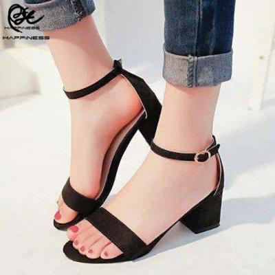 △ ISS402 Summer New Mid-heeled shoes Womens shoes suede Sexy One-strap buckle womens sandals Roman shoes
