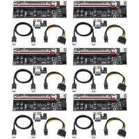 6PCS VER009S Plus PCI-E Riser Card PCI Express 1X to 16X Adapter with USB 3.0 Cable SATA to 6Pin Power Cable for Mining