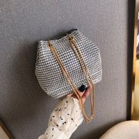 Ladies Rhinestone Bucket Shape Crossbody Bags Evening Party Clutches Storage Totes Shining Shoulder Bag Chain Handbag