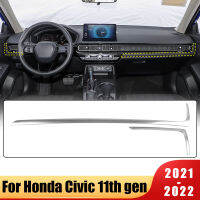 คอนโซลกลางรถสำหรับ Honda Civic 11th Gen 2021 2022 2023อุปกรณ์เสริมสแตนเลส Dashboard แผง Wrap Overlay ตกแต่ง