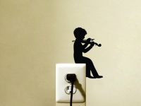 The Little Boy Is Playing The Violin Seriously Light Switch Fabric Wall Sticker And Music Wall Decal Removable Vinyl Mural GA315 Wall Stickers Decals