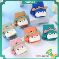 OKDEALS ถักนิตติ้ง ถุงมือสำหรับเด็ก หนาขึ้น ไม่มีนิ้ว ถุงมือไร้นิ้ว การ์ตูนลายการ์ตูน ถุงมือถักนิตติ้ง เด็กทารกเด็กๆ