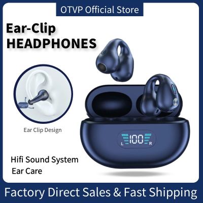 ZZOOI 2023 New Wireless Headphones Ear-Clip Bluetooth 5.3 Earphones Hi-Fi System Music Touch Control Noise Cancelling