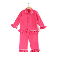 100 cotton 2 pieces button up girls boys sleepwear pyjamas sibling kids children solid red christmas pajamas set