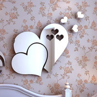 LIANGZHOU Creative 3D สติกเกอร์ผนังอะคริลิครูปหัวใจ self-adhesive DIY Home Art Mirror