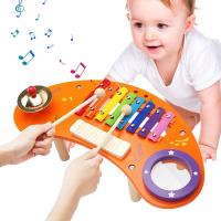 Wooden Xylophone Hand Knock Xylophone Instruments Toys 8 Keys Musical Wood Instruments Kids Toys Percussion Educational Xylophones with Cymbals Rhythm Sensory Learning Toys for Children vividly