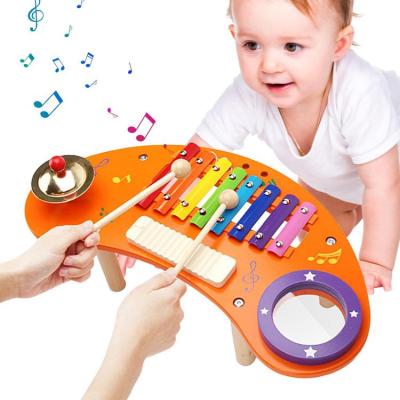 Wooden Xylophone Hand Knock Xylophone Instruments Toys 8 Keys Musical Wood Instruments Kids Toys Percussion Educational Xylophones with Cymbals Rhythm Sensory Learning Toys for Children vividly