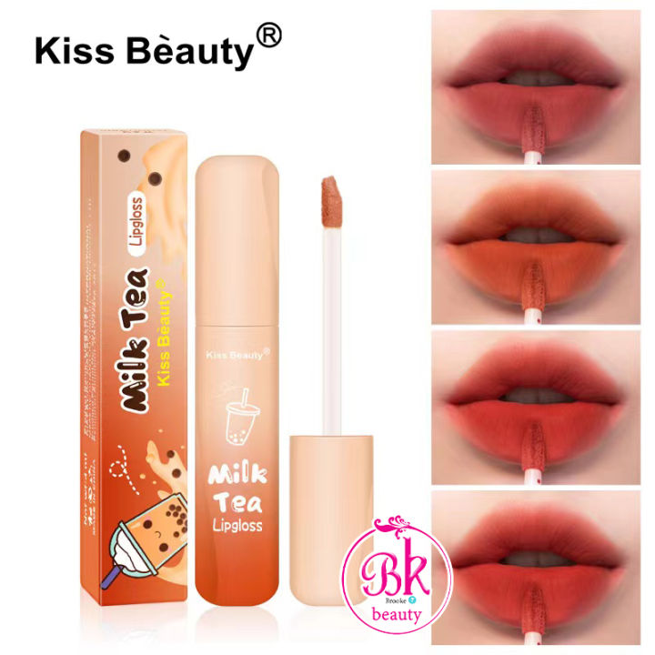 kiss-beauty-ลิปกลอสชานม-ลิป-ลิปสติก-milk-tea-lipgloss-ลิปทินท์-ลิปกลอส-สีสวย-หวานอย่างกับชานม-ติดทนนาน-เครื่องสำอาง