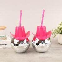 【CW】┋❈┋  1Pc 600ml Disco Cups Cowboy Cup With Straws Flashing Cocktail Electroplating Drinking