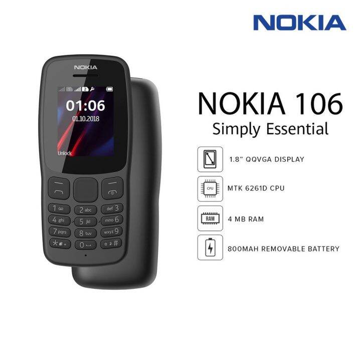 N0kia N106+ Keypad Phone Basic Phone Dual SIM 106 Sleek Design Micro SD ...