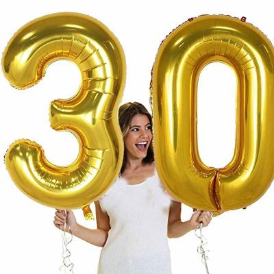 【CC】 40 inch Large Number figure Balloons 10 20 30 50 60 70 80 years Birthday Anniversary Decoration Supplies gold silver
