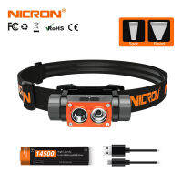 NICRON มินิ LED ชาร์จไฟหน้า700Lm 90เมตรยาวคานกันน้ำ IP67ไฟฉายไฟหน้าไฟฉายโคมไฟสำหรับตั้งแคมป์ H15