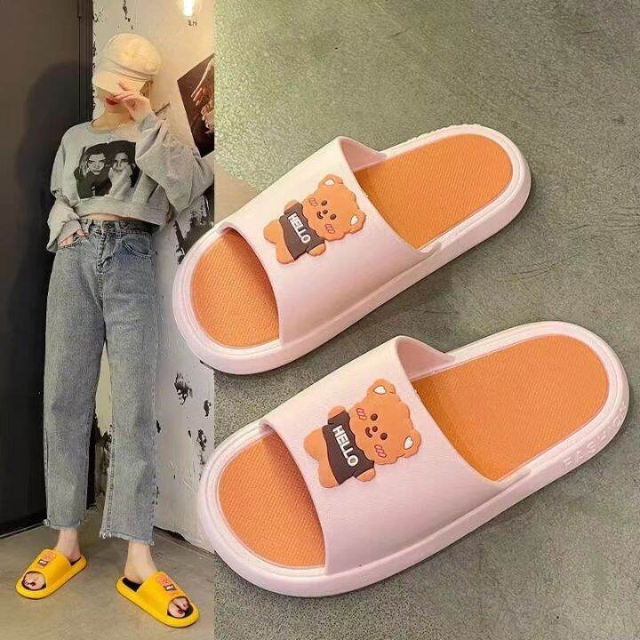 2022-new-slippers-female-bear-cute-cartoon-household-stepping-outside-a-word-shit-feeling-soft-bottom-wear-couple-cool-slippers-male