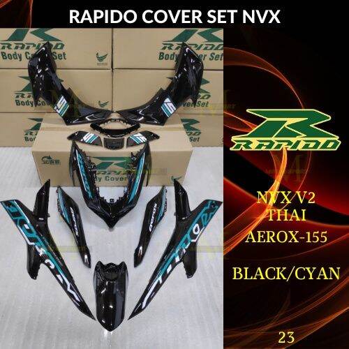 Rapido Cover Set Nvx V Thai Aerox Black Cyan Sticker Tanam