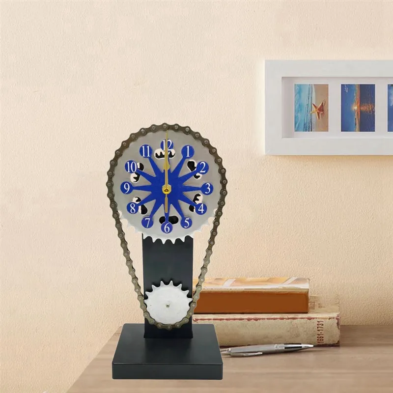 Retro Clock Craft Decorations Rotating Chain Gear Clock Decorative ...