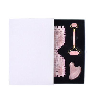 Rose Quartz Jade Eye Mask Face Massage Roller Guasha Board Gouache Scraper Natural Stone Cold Therapy Face Mask Facial Massager