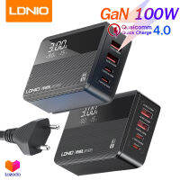 LDNIO Super fast Charger หัวชาร์จเร็วกำลังไฟ 65W 100W หน้าจอแสดงผล QC4+ PD QC3.0 ตัวเดียวจบ 2USB-C+2USB-A LDNIO A4808Q 65W และ A4809C 100W สายยาว 1.5 เมตร