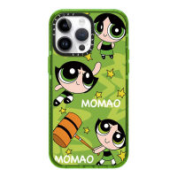 《KIKI》*With packaging* Original glitter CASE.TIFY Cute Phone Case for iphone 14 14pro 14promax 11 12 12ProMax 13promax 13 case High-end shockproof hard case Cartoon owerpuff Girls pattern Official New Design Luxury Style Green