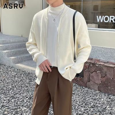 ASRV เสื้อกันหนาว ผช เสื้อกันหนาว ผู้ชาย สเวตเตอร์ชาย sweaters for men เสื้อสเวตเตอร์ถักมีซิปของผู้ชายเสื้อคาร์ดิแกนแบบถักเสื้อโค้ทเสื้อลำลองแนวโน้มแฟชั่น