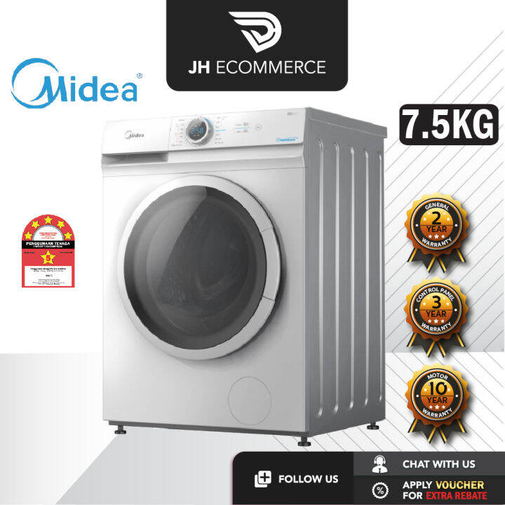 Midea 7.5KG Non-Inverter Front Load Washer MF100W75 | 15' Quick Wash ...