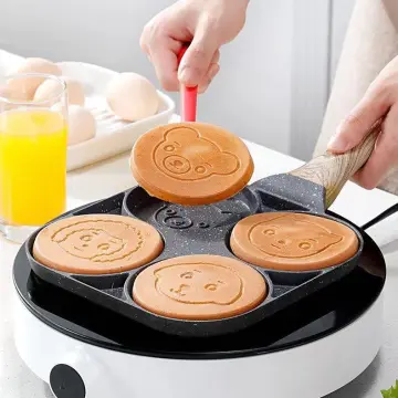 Egg Frying Pans Double Side Egg Cooker Pan, 4 Cups Nonstick Omelet Pan,  with Cartoon Animal Pattern Breakfast Burger Cooker for Pancake Kitchen