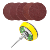 50 Pcs 2 Inch Sanding Disc 60-180 Grit Hook and Loop for Sander Machine with 1 Pc 2 Inch Drill Shank Backing Pad