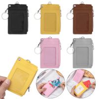 Fashion PU Leather Card Holder Business ID Card Credit Badge Bag Portable Coin Purse Protective Shell Wallet Keychain Buckle Card Holders