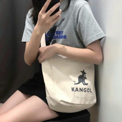✿ Korean authentic KANGOL kangaroo simple fashion tote shoulder school bag trendy brand portable casual messenger canvas bag
