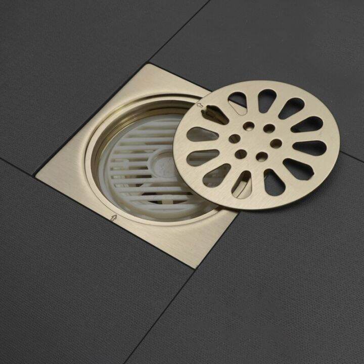 brushed-gold-floor-drains-stainless-steel-shower-floor-drain-bathroom-deodorant-square-floor-drain-strainer-cover-grate-waste-by-hs2023