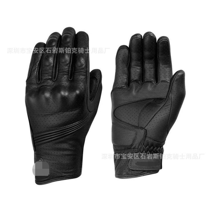 ถุงมือขี่มอเตอร์ไซค์ตาข่ายระบายอากาศป้องกันการตกสีดำ-ถุงมือขี่มอเตอร์ไซค์กันลื่นสำหรับผู้ชาย